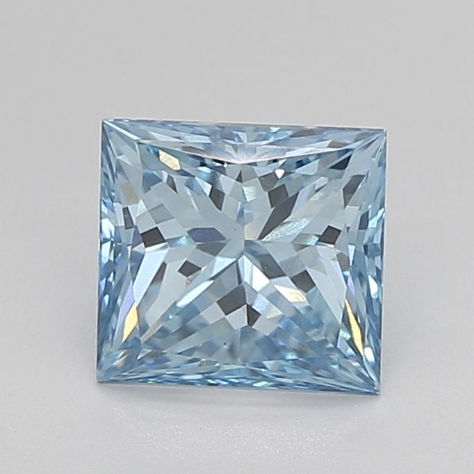 Lab-Grown Princess Diamond - 1.76 Carats, Fancy Vivid Blue Color, VS1 Clarity - Certified by IGI - Report Number: LG605347637
