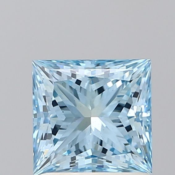 Lab-Grown Princess Diamond - 1.18 Carats, Fancy Intense Blue Color, VS2 Clarity - Certified by IGI - Report Number: LG601389264