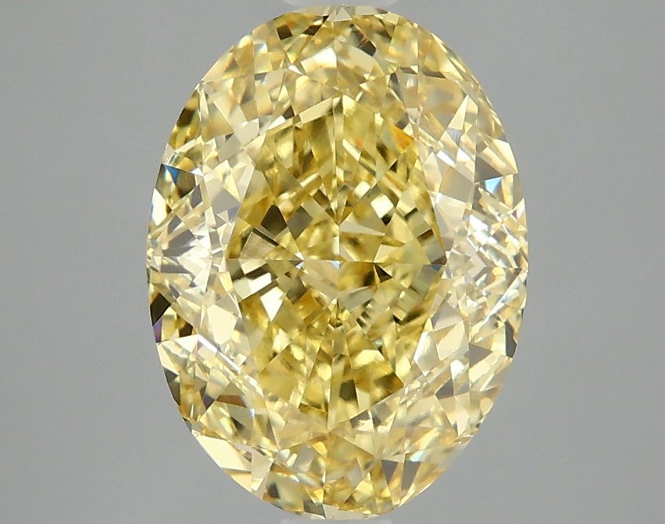 Lab-Grown Oval Diamond - 4.0 Carats, Fancy Vivid Yellow Color, VVS2 Clarity - Certified by IGI - Report Number: LG675599591