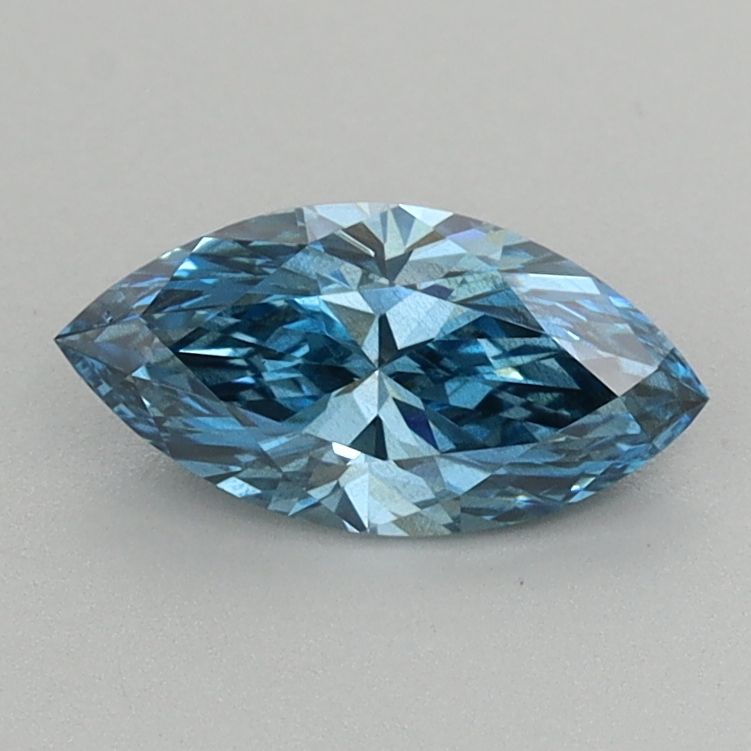 Lab-Grown Marquise Diamond - 0.73 Carats, Fancy Vivid Blue Color, SI1 Clarity - Certified by IGI - Report Number: LG636418563
