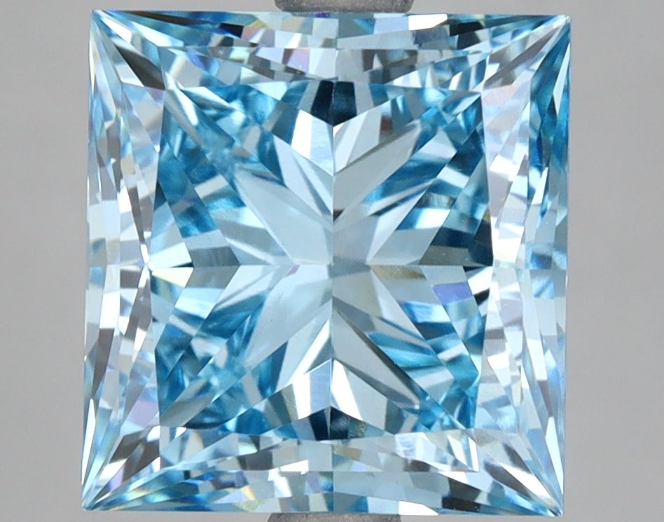 Lab-Grown Princess Diamond - 5.05 Carats, Fancy Vivid Blue Color, VVS2 Clarity - Certified by IGI - Report Number: LG645409503