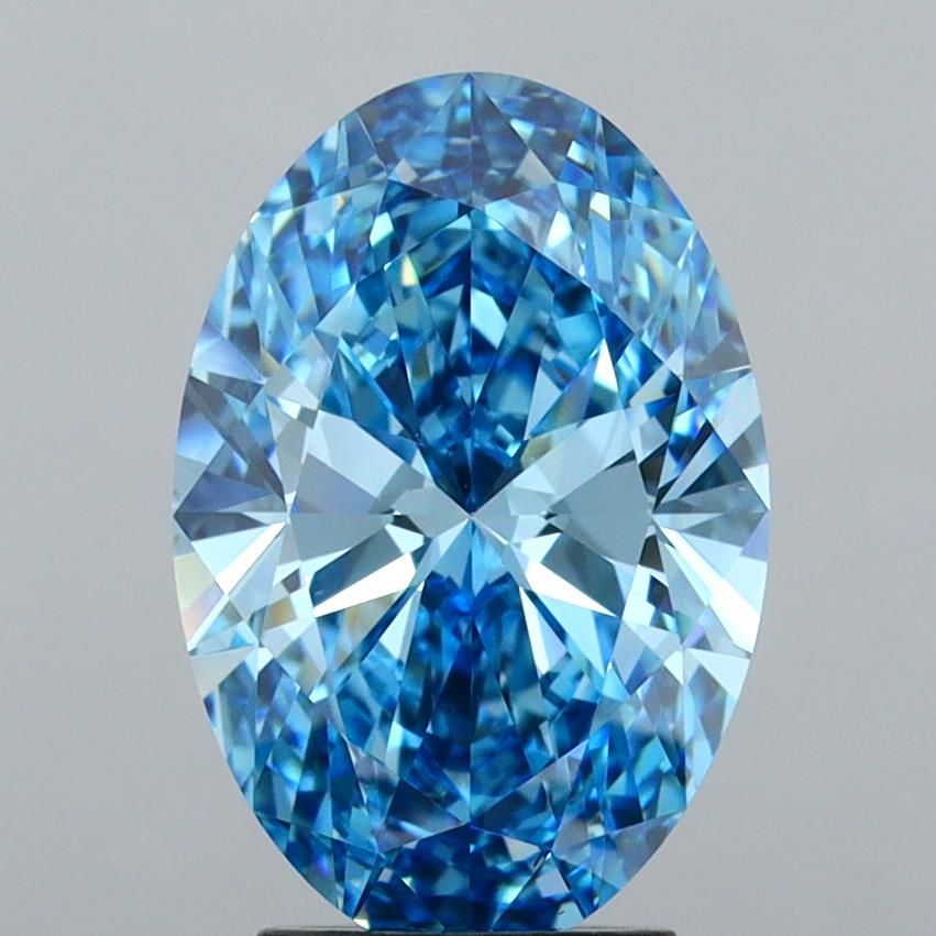 Lab-Grown Oval Diamond - 3.51 Carats, Fancy Vivid Blue Color, VS1 Clarity - Certified by IGI - Report Number: LG624401420