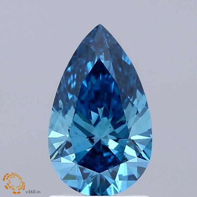 Lab-Grown Pear Diamond - 1.05 Carats, Fancy Vivid Blue Color, SI1 Clarity - Certified by IGI - Report Number: LG671498861