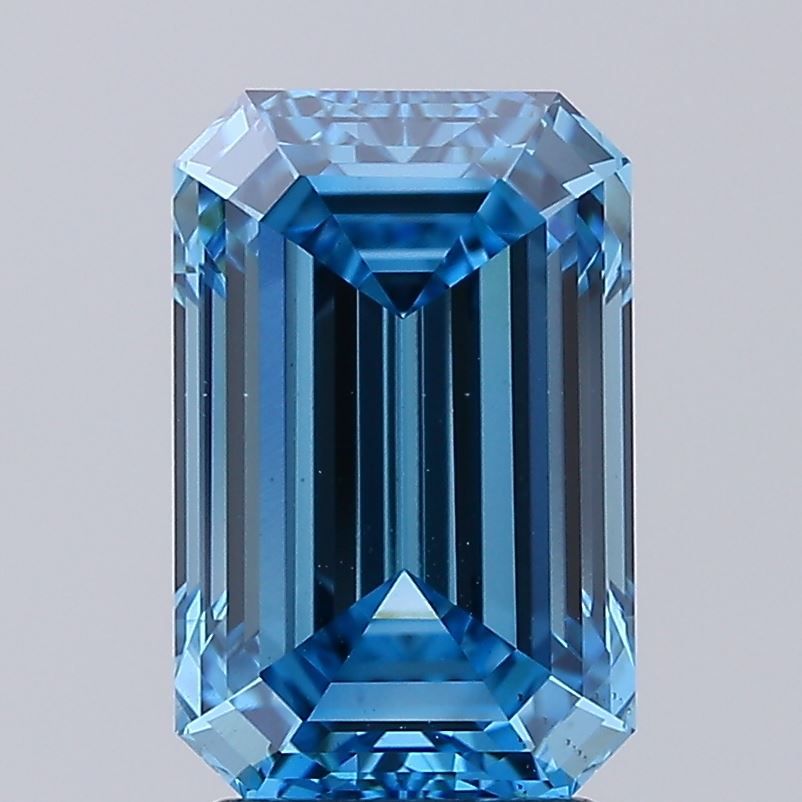 Lab-Grown Emerald Diamond - 3.08 Carats, Fancy Vivid Blue Color, VS2 Clarity - Certified by IGI - Report Number: LG675557419