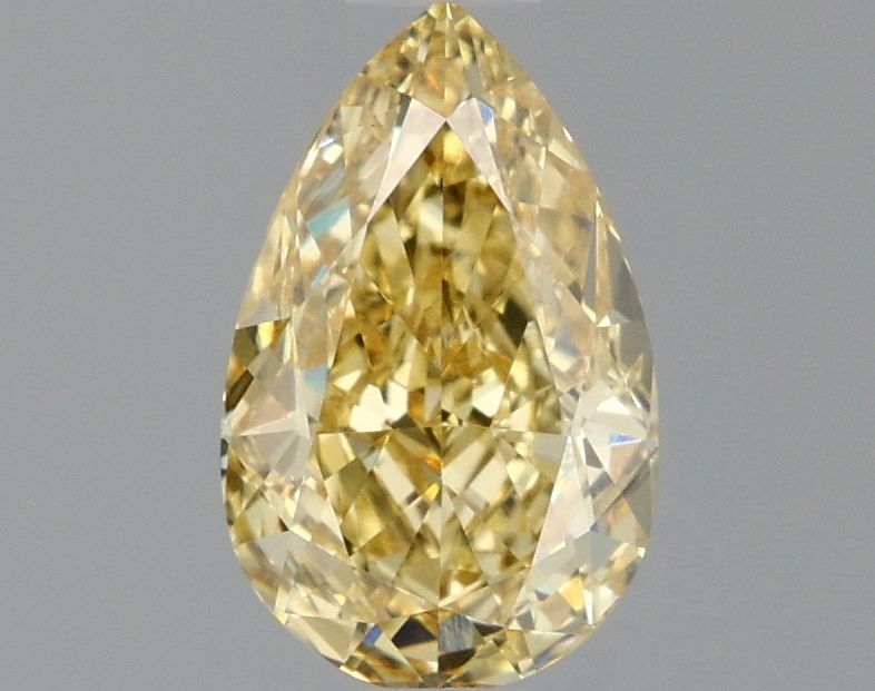 Lab-Grown Pear Diamond - 1.01 Carats, Fancy Vivid Yellow Color, VVS2 Clarity - Certified by IGI - Report Number: LG660418278