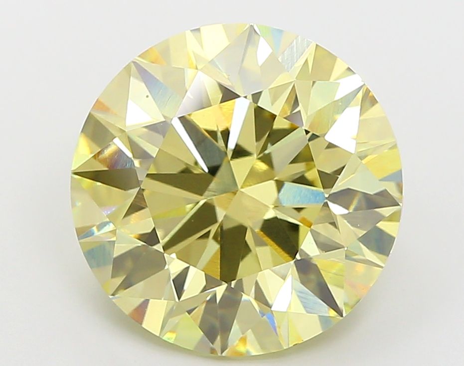 Lab-Grown Round Diamond - 7.44 Carats, Fancy Yellow Color, VVS2 Clarity - Certified by IGI - Report Number: LG675533945