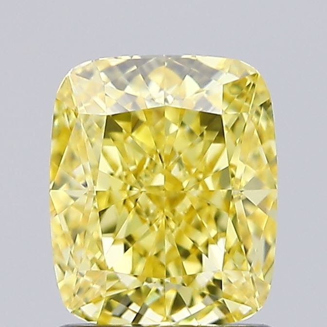 Lab-Grown Cushion Diamond - 1.53 Carats, Fancy Vivid Yellow Color, VVS2 Clarity - Certified by IGI - Report Number: LG660432481
