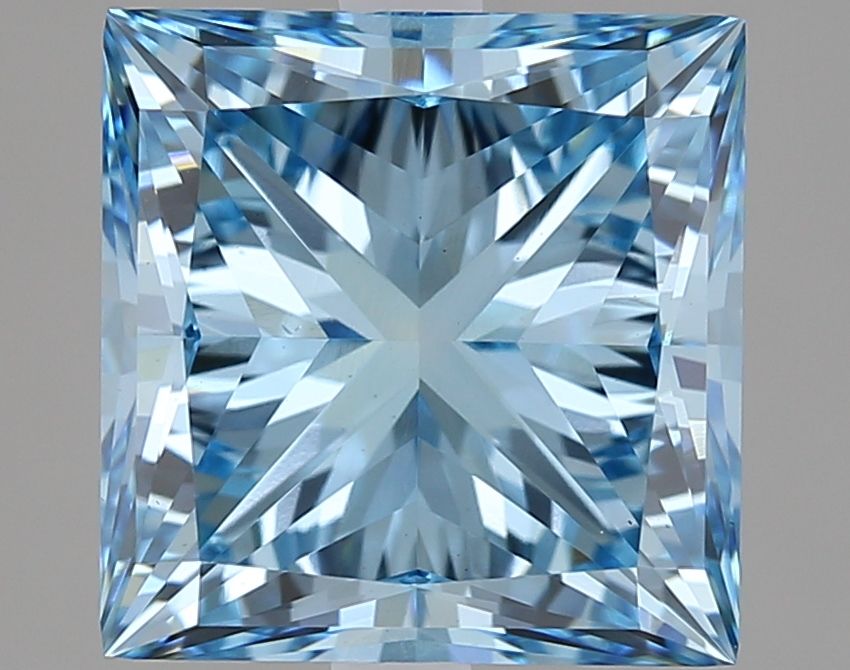 Lab-Grown Princess Diamond - 3.01 Carats, Fancy Vivid Blue Color, VS1 Clarity - Certified by IGI - Report Number: LG612316271