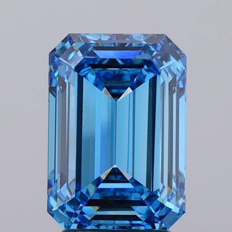 Lab-Grown Emerald Diamond - 3.56 Carats, Fancy Vivid Blue Color, VS1 Clarity - Certified by IGI - Report Number: LG638459253