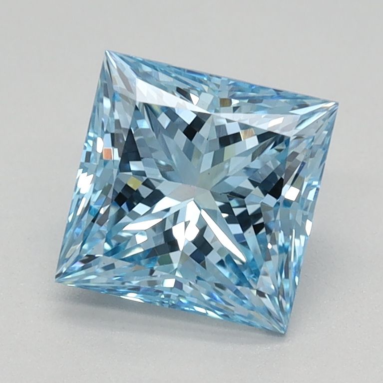 Lab-Grown Princess Diamond - 1.21 Carats, Fancy Vivid Blue Color, VS1 Clarity - Certified by IGI - Report Number: LG613350718
