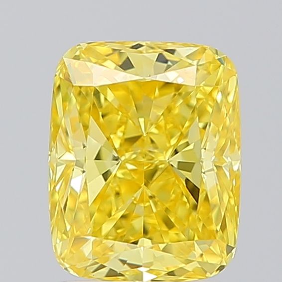 Lab-Grown Cushion Diamond - 1.52 Carats, Fancy Vivid Yellow Color, VVS2 Clarity - Certified by IGI - Report Number: LG674514666