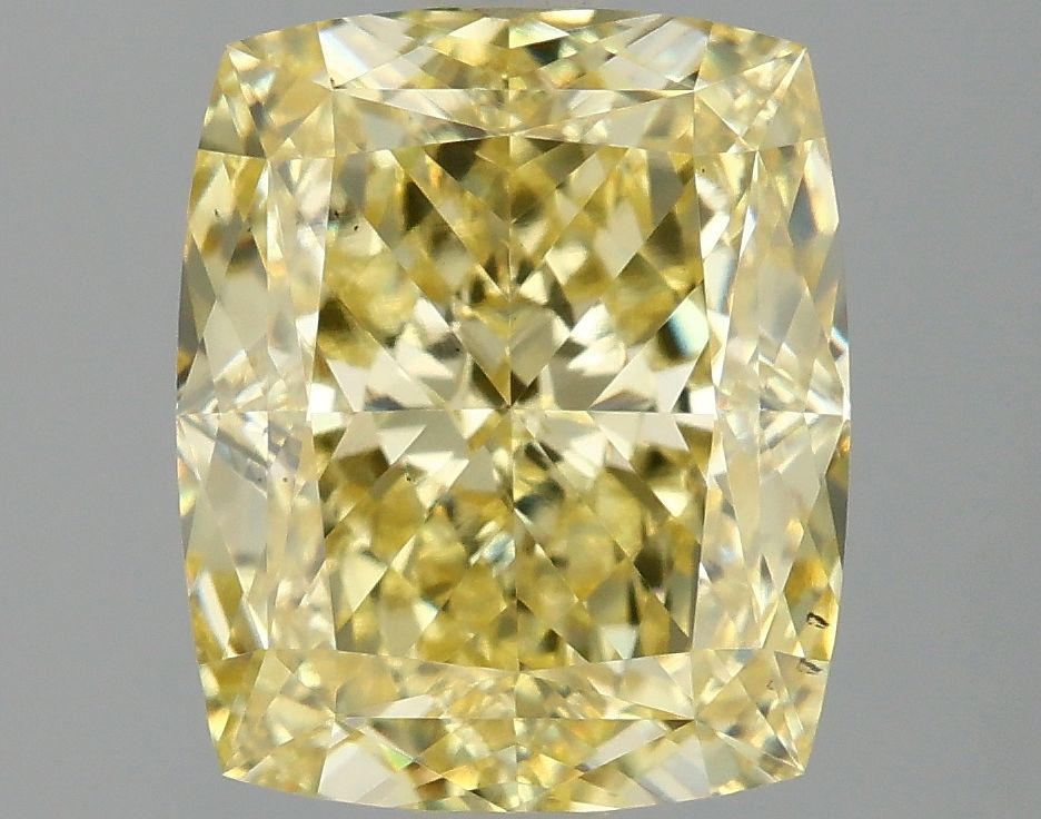 Lab-Grown Cushion Diamond - 3.04 Carats, Fancy Intense Yellow Color, VS2 Clarity - Certified by IGI - Report Number: LG685588575