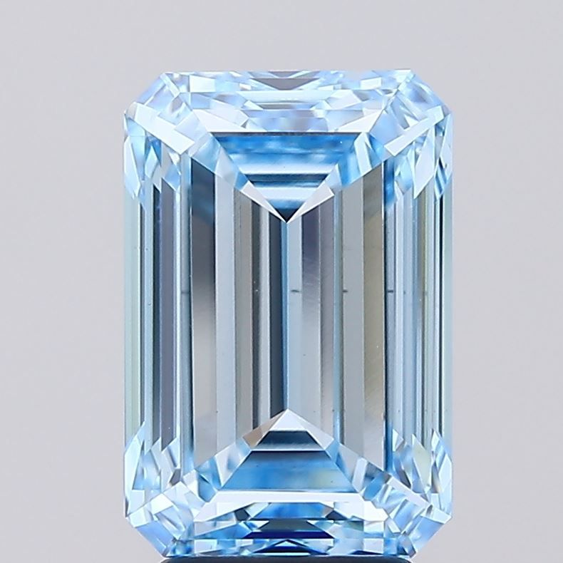 Lab-Grown Emerald Diamond - 5.02 Carats, Fancy Intense Blue Color, VS1 Clarity - Certified by IGI - Report Number: LG593370300