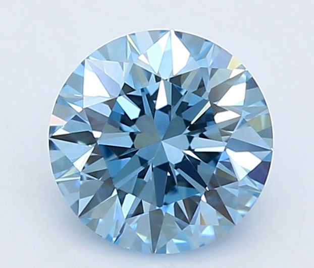 Lab-Grown Round Diamond - 0.59 Carats, Fancy Vivid Blue Color, VVS1 Clarity - Certified by IGI - Report Number: LG663402304