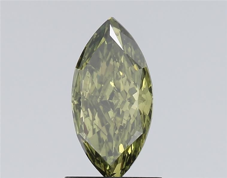 Lab-Grown Marquise Diamond - 1.02 Carats, Fancy Vivid Green Color, VS2 Clarity - Certified by IGI - Report Number: LG578344144