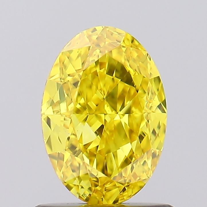Lab-Grown Oval Diamond - 1.0 Carats, Fancy Vivid Yellow Color, VS2 Clarity - Certified by IGI - Report Number: LG607389706
