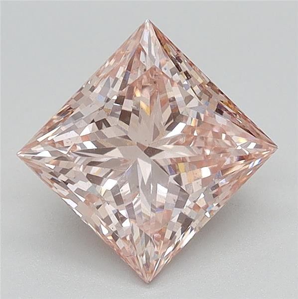 Lab-Grown Princess Diamond - 1.58 Carats, Fancy Intense Pink Color, VS1 Clarity - Certified by IGI - Report Number: LG614330257