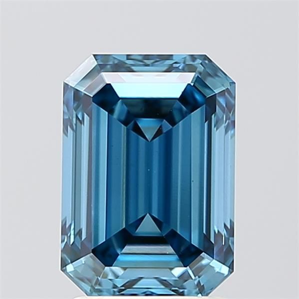 Lab-Grown Emerald Diamond - 2.06 Carats, Fancy Vivid Blue Color, VVS2 Clarity - Certified by IGI - Report Number: LG572331754