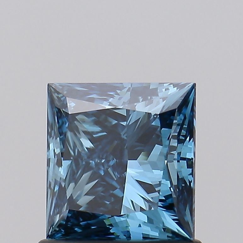 Lab-Grown Princess Diamond - 1.12 Carats, Fancy Vivid Greenish Blue Color, VS1 Clarity - Certified by IGI - Report Number: LG476153775