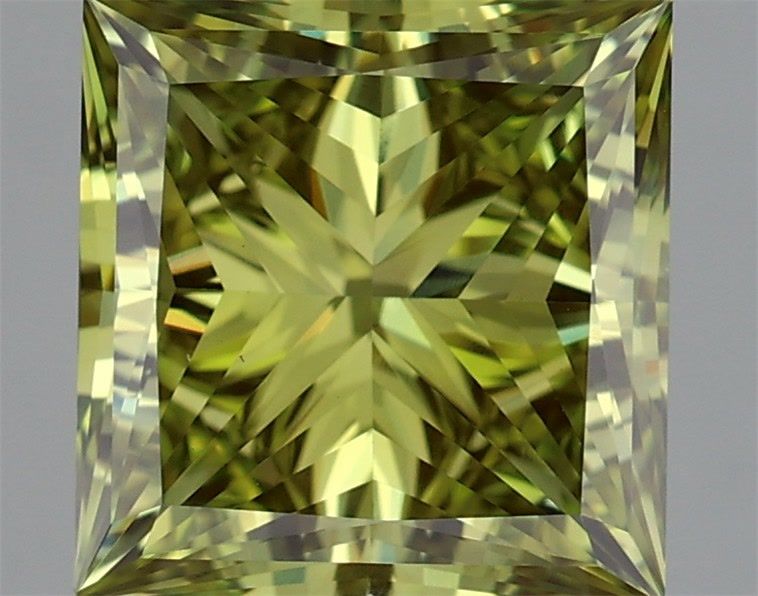 Lab-Grown Princess Diamond - 3.03 Carats, Fancy Vivid Green Color, VS1 Clarity - Certified by IGI - Report Number: LG686501997