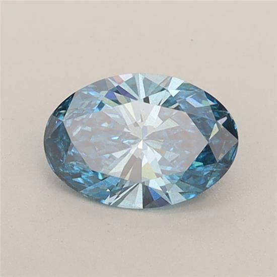Lab-Grown Oval Diamond - 0.55 Carats, Fancy Vivid Blue Color, SI2 Clarity - Certified by IGI - Report Number: LG574359210