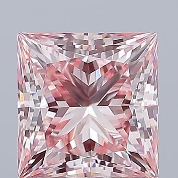 Lab-Grown Princess Diamond - 2.57 Carats, Fancy Intense Pink Color, VS1 Clarity - Certified by IGI - Report Number: LG655418069