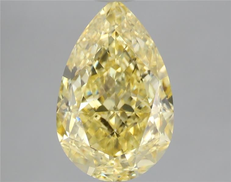 Lab-Grown Pear Diamond - 4.04 Carats, Fancy Vivid Yellow Color, VVS2 Clarity - Certified by IGI - Report Number: LG675531979