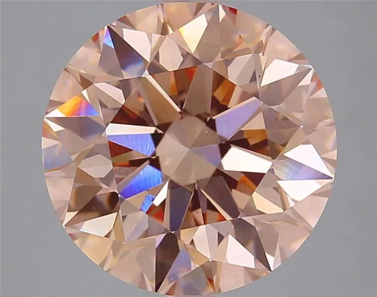 4,25 ct runder, im Labor gezüchteter Diamant (Farbe: Fancy Intense Brownish Pink, Reinheit: VS1, Schliff: EX, IGI-zertifiziert)