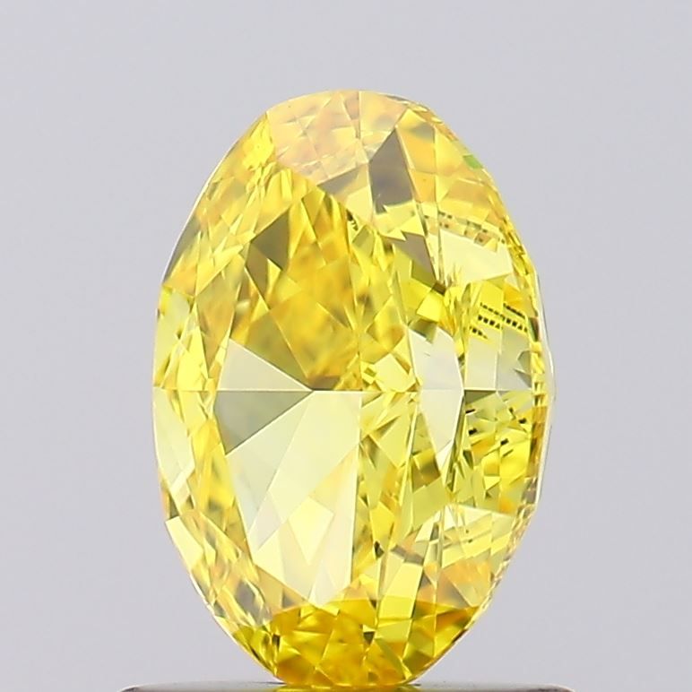 Lab-Grown Oval Diamond - 1.01 Carats, Fancy Vivid Yellow Color, VS1 Clarity - Certified by IGI - Report Number: LG606323875