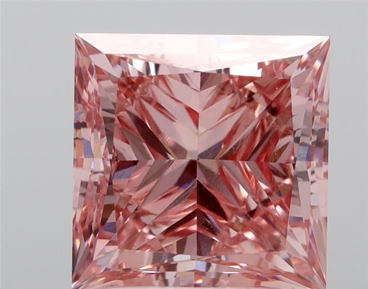 Lab-Grown Princess Diamond - 4.01 Carats, Fancy Vivid Pink Color, VVS2 Clarity - Certified by IGI - Report Number: LG533291139