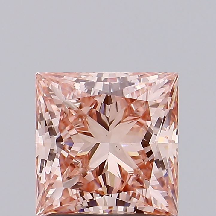 Lab-Grown Princess Diamond - 1.86 Carats, Fancy Intense Brownish Pink Color, VS1 Clarity - Certified by IGI - Report Number: LG497182130