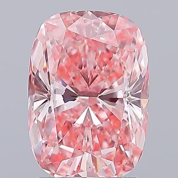 Lab-Grown Cushion Diamond - 2.51 Carats, Fancy Vivid Pink Color, VS2 Clarity - Certified by IGI - Report Number: LG662483115