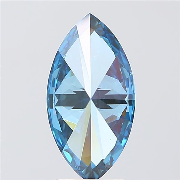 Lab-Grown Marquise Diamond - 2.09 Carats, Fancy Vivid Blue Color, VS2 Clarity - Certified by IGI - Report Number: LG586338224