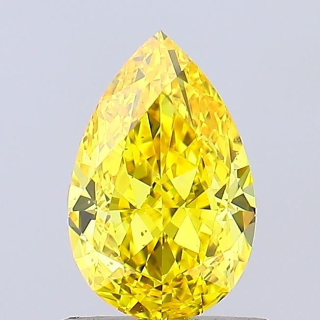 Lab-Grown Pear Diamond - 1.03 Carats, Fancy Vivid Yellow Color, VS1 Clarity - Certified by IGI - Report Number: LG666412167