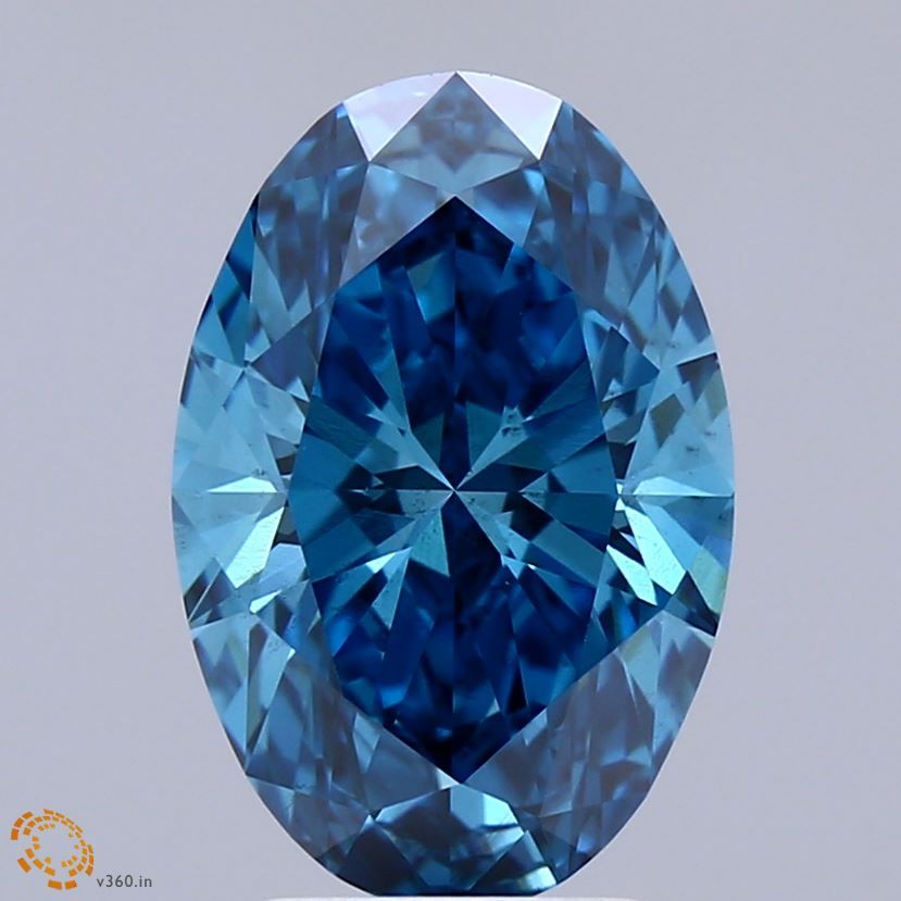 Lab-Grown Oval Diamond - 3.03 Carats, Fancy Vivid Blue Color, VS2 Clarity - Certified by IGI - Report Number: LG671498874