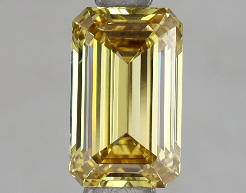 Lab-Grown Emerald Diamond - 1.0 Carats, Fancy Vivid Yellow Color, VS1 Clarity - Certified by IGI - Report Number: LG654408676