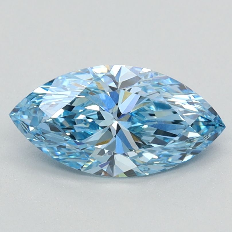 Lab-Grown Marquise Diamond - 0.87 Carats, Fancy Vivid Blue Color, VVS1 Clarity - Certified by IGI - Report Number: LG626424594