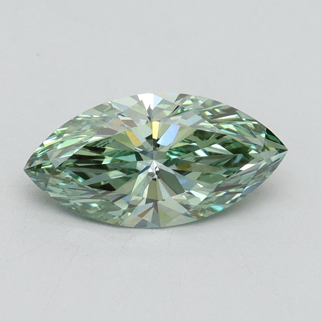 Lab-Grown Marquise Diamond - 1.51 Carats, Fancy Vivid Green Color, VVS2 Clarity - Certified by IGI - Report Number: LG614338746