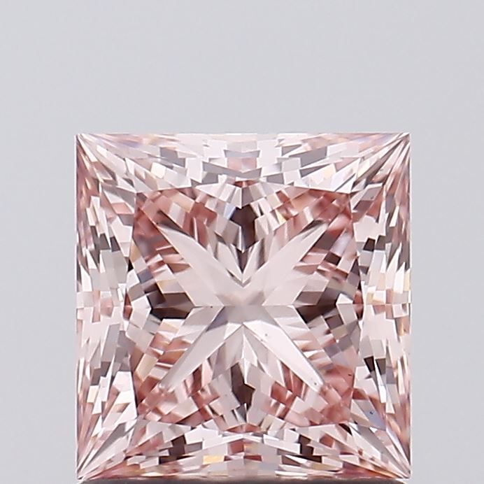 Lab-Grown Princess Diamond - 1.24 Carats, Fancy Intense Brownish Pink Color, VS1 Clarity - Certified by IGI - Report Number: LG591361457