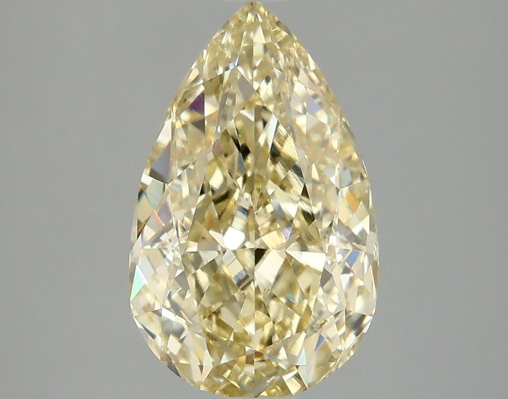 Lab-Grown Pear Diamond - 3.05 Carats, Fancy Yellow Color, VVS2 Clarity - Certified by IGI - Report Number: LG677503213