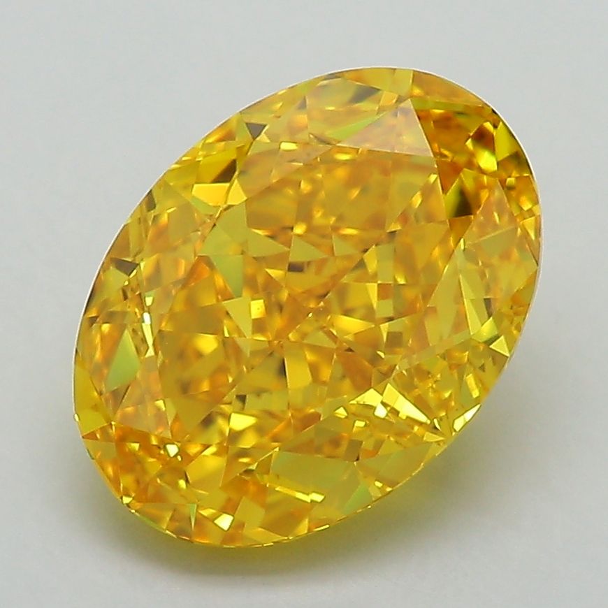 Lab-Grown Oval Diamond - 3.52 Carats, Fancy Vivid Yellow Color, VVS1 Clarity - Certified by IGI - Report Number: LG584355709