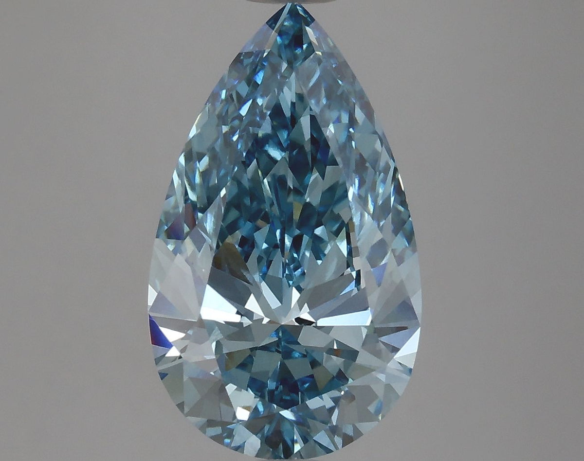 Lab-Grown Pear Diamond - 4.69 Carats, Fancy Vivid Blue Color, VS1 Clarity - Certified by IGI - Report Number: LG627456918