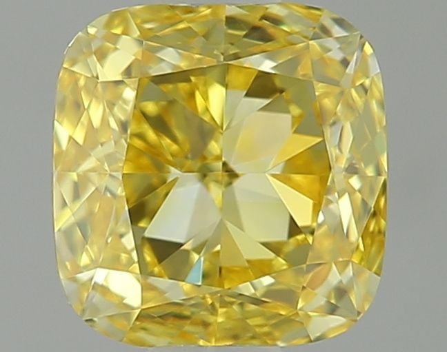 Lab-Grown Cushion Diamond - 0.79 Carats, Fancy Vivid Yellow Color, VVS1 Clarity - Certified by IGI - Report Number: LG640457219