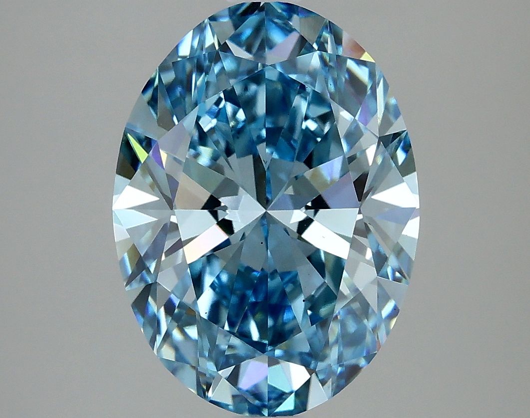 Lab-Grown Oval Diamond - 3.57 Carats, Fancy Vivid Blue Color, VS1 Clarity - Certified by IGI - Report Number: LG637461431