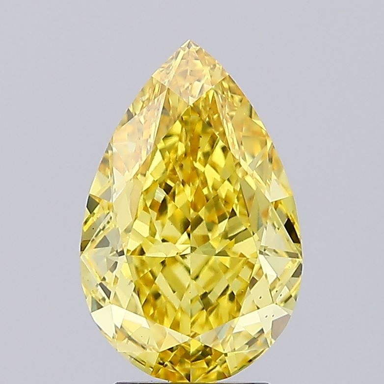 Lab-Grown Pear Diamond - 3.51 Carats, Fancy Vivid Yellow Color, VS1 Clarity - Certified by IGI - Report Number: LG659425121