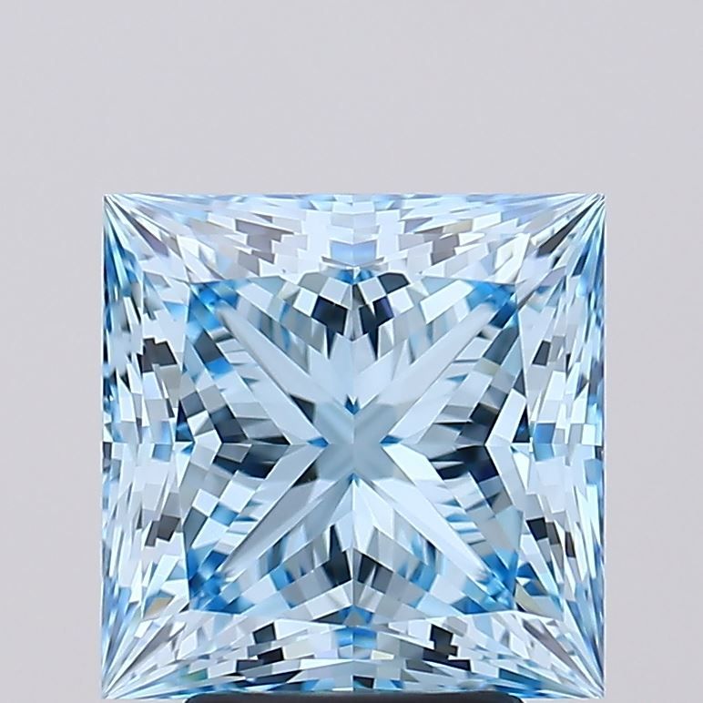 Lab-Grown Princess Diamond - 4.05 Carats, Fancy Vivid Blue Color, VVS1 Clarity - Certified by IGI - Report Number: LG606335523