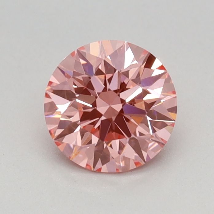 Lab-Grown Round Diamond - 0.53 Carats, Fancy Vivid Pink Color, VVS2 Clarity - Certified by IGI - Report Number: LG674552668