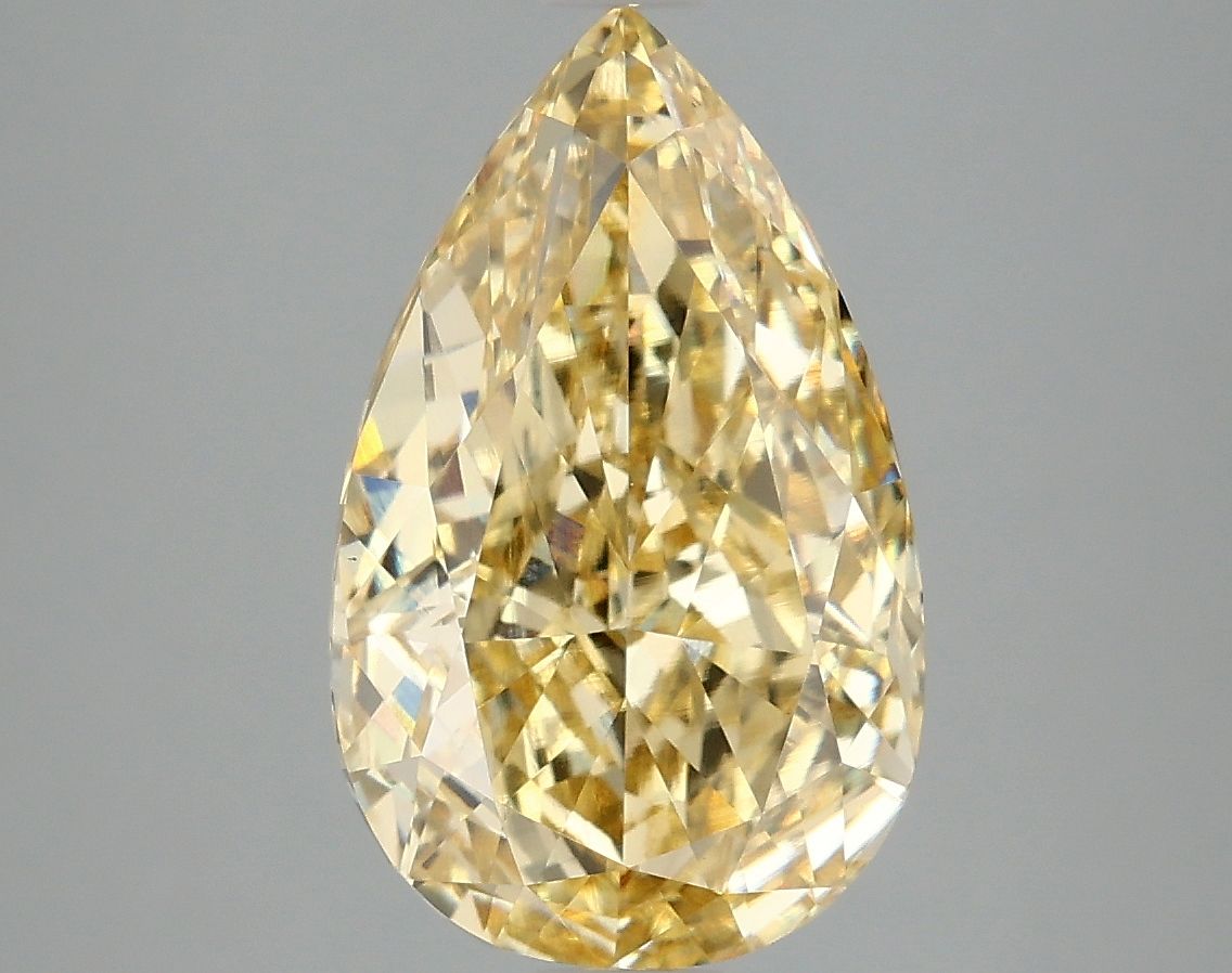 Lab-Grown Pear Diamond - 4.0 Carats, Fancy Intense Yellow Color, VS1 Clarity - Certified by IGI - Report Number: LG663405906