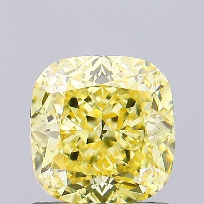 Lab-Grown Cushion Diamond - 1.05 Carats, Fancy Intense Yellow Color, VS1 Clarity - Certified by IGI - Report Number: LG670448155