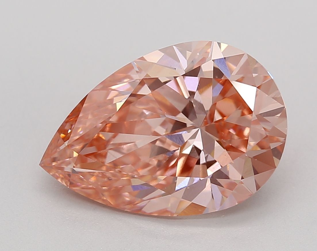 Lab-Grown Pear Diamond - 4.08 Carats, Fancy Vivid Pink Color, VVS2 Clarity - Certified by IGI - Report Number: LG639406135